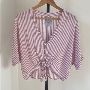 Rails White and Pink Striped Crop Blouse